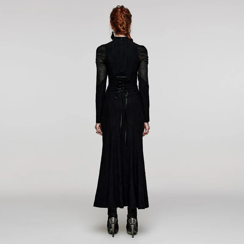 Damen-Brautkleid im gotischen Stil mit Stehkragen und Schnürung und Fischschwanz