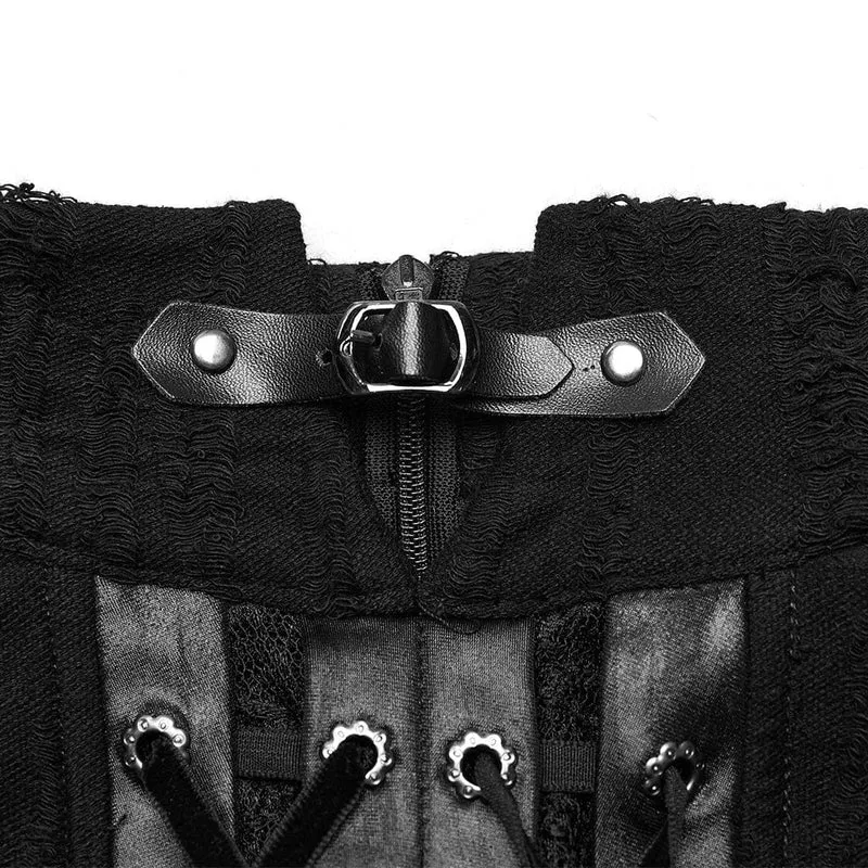 Damen-Brautkleid im gotischen Stil mit Stehkragen und Schnürung und Fischschwanz