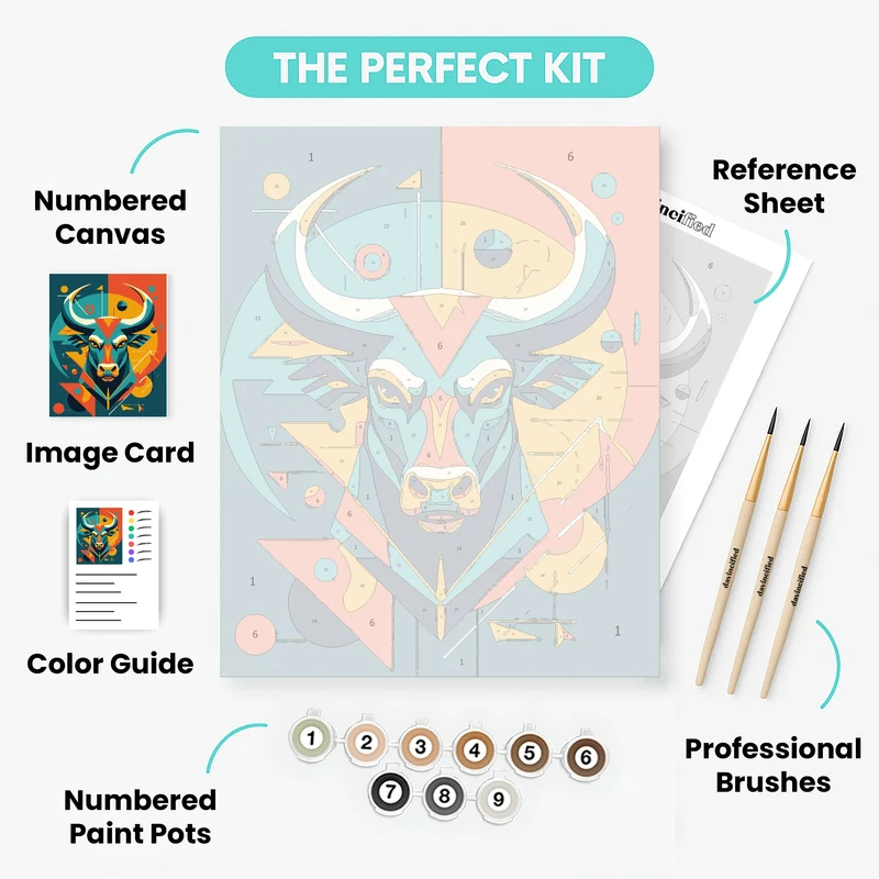 Geometric Bull - Paint by Numbers Kit
