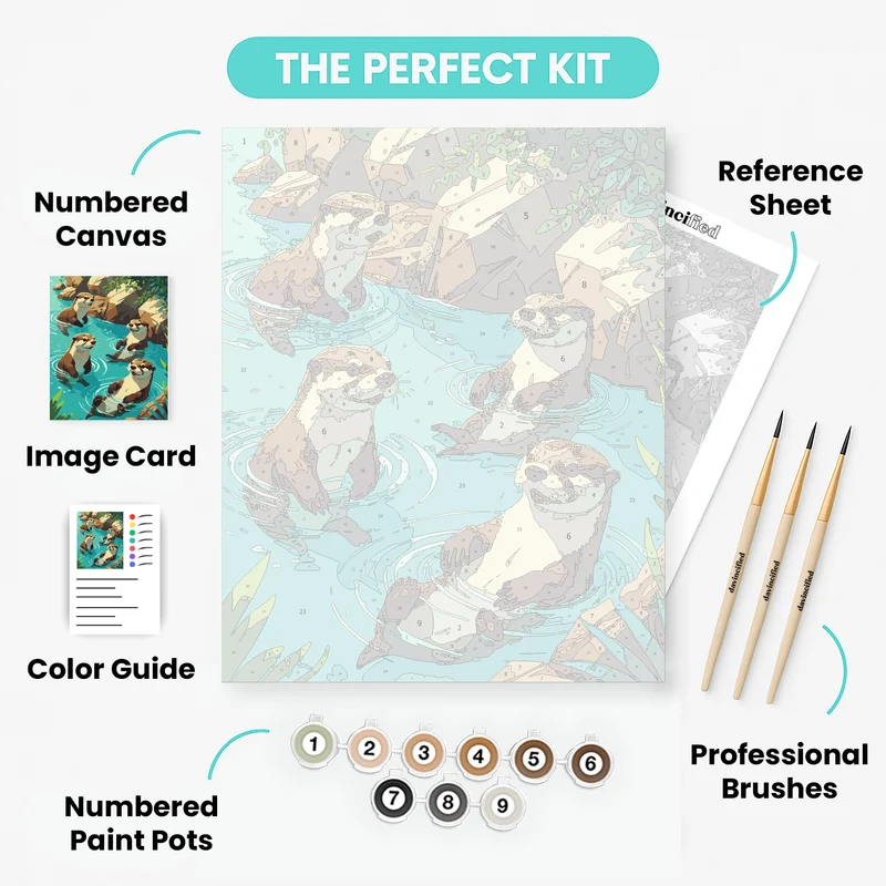 Playful Otters - Paint by Numbers Kit