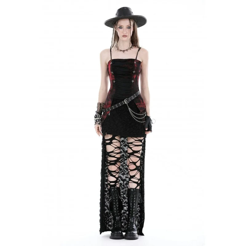 Unregelmäßig gerüschtes Batik-Vollbrustkorsett für Damen im Gothic-Stil