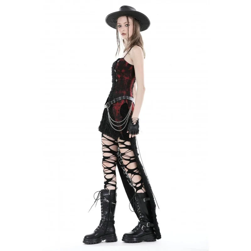 Unregelmäßig gerüschtes Batik-Vollbrustkorsett für Damen im Gothic-Stil