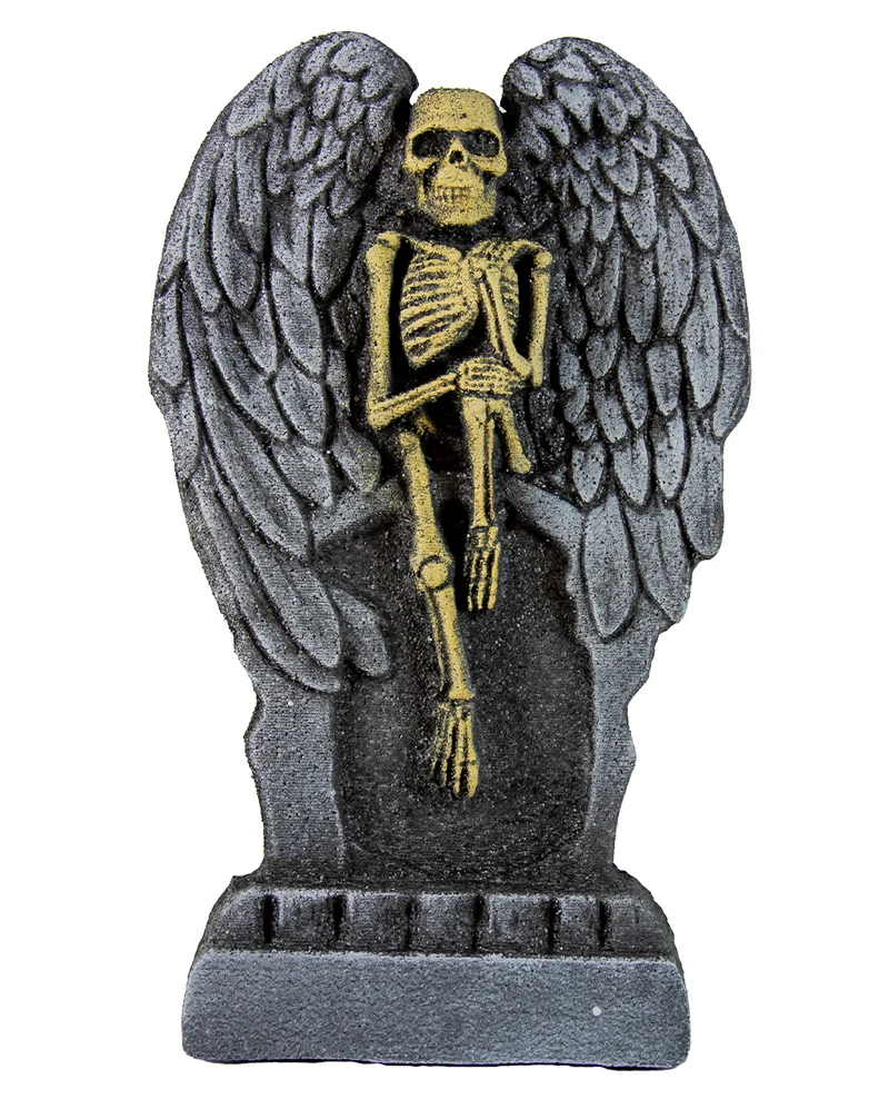Halloween Grabstein mit Skelett Engel 53cm