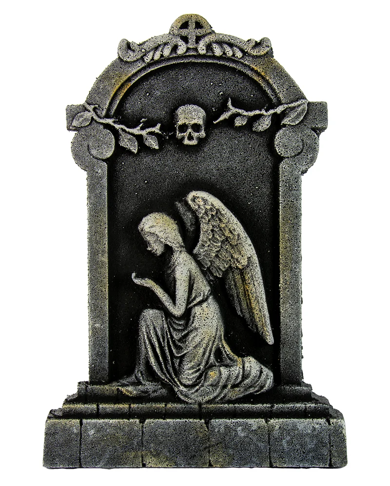 Halloween Grabstein mit Trauerndem Engel 53cm
