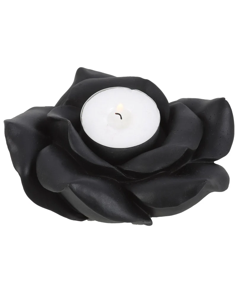 Schwarze Rose als Gothic-Teelichhalter 11cm