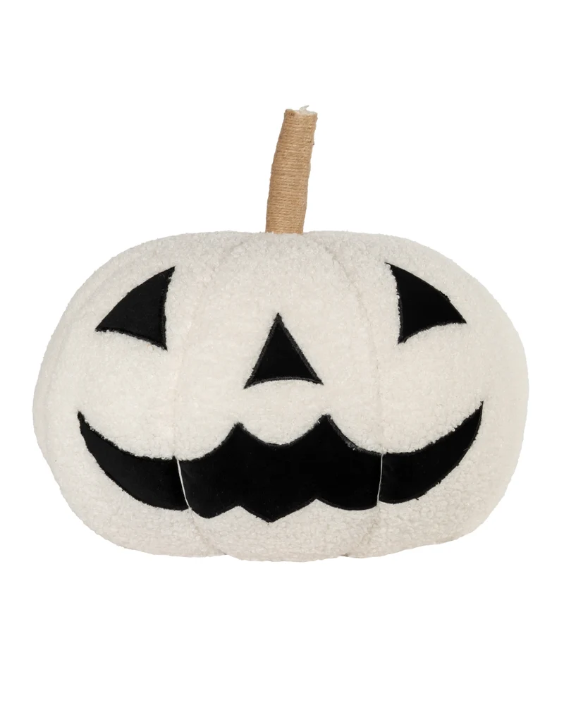 Weißer Halloween Kürbis als Dekokissen Ø 34cm