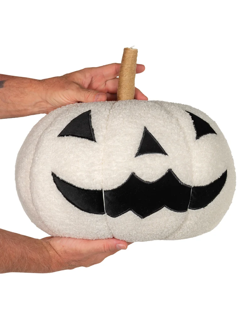 Weißer Halloween Kürbis als Dekokissen Ø 34cm