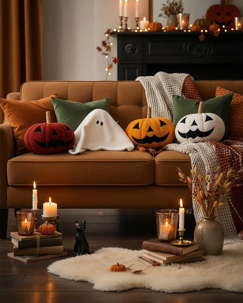 Halloween Kürbis Dekokissen Ø 34cm