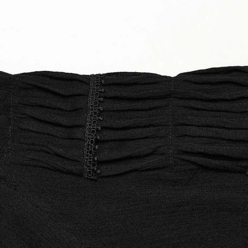 Damen-Punk-Hemd mit Umlegekragen und Rüschen