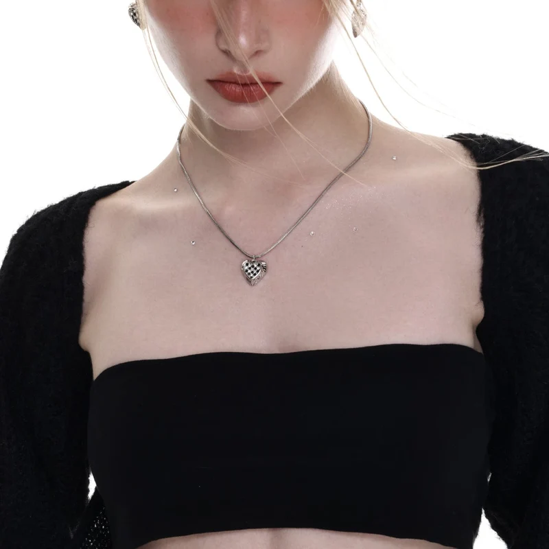 Mehrschichtige Punk-Herz-Halskette für Damen