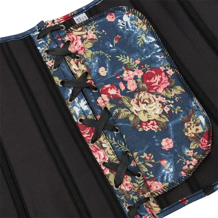Damen Gothic-Vollbrustkorsett mit Blumenmuster