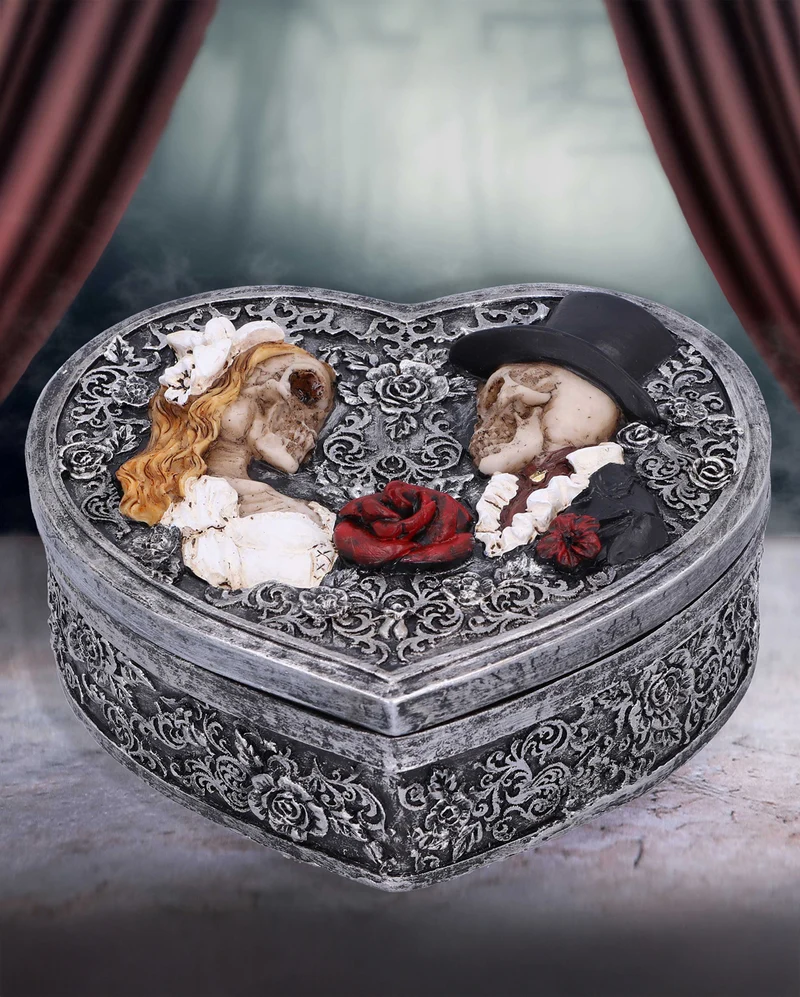 Gothic Schatulle mit Skelett Brautpaar 13,5cm