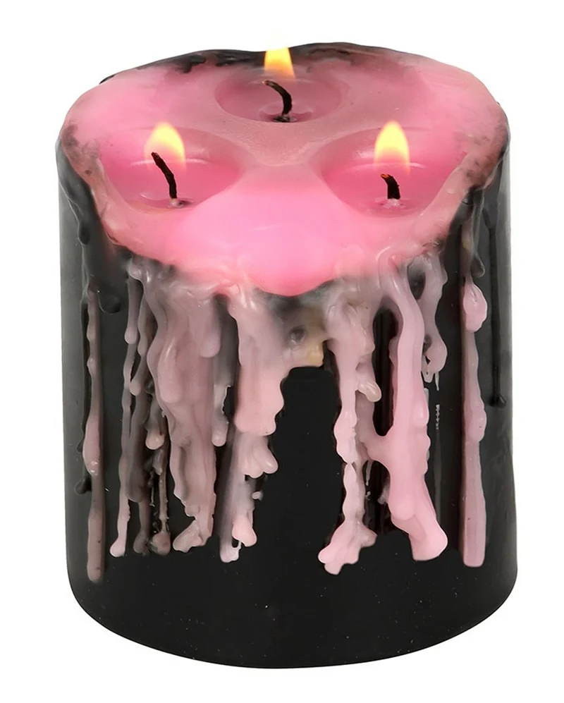 Pink "Blutende" Vampir Stumpenkerze 7,5cm