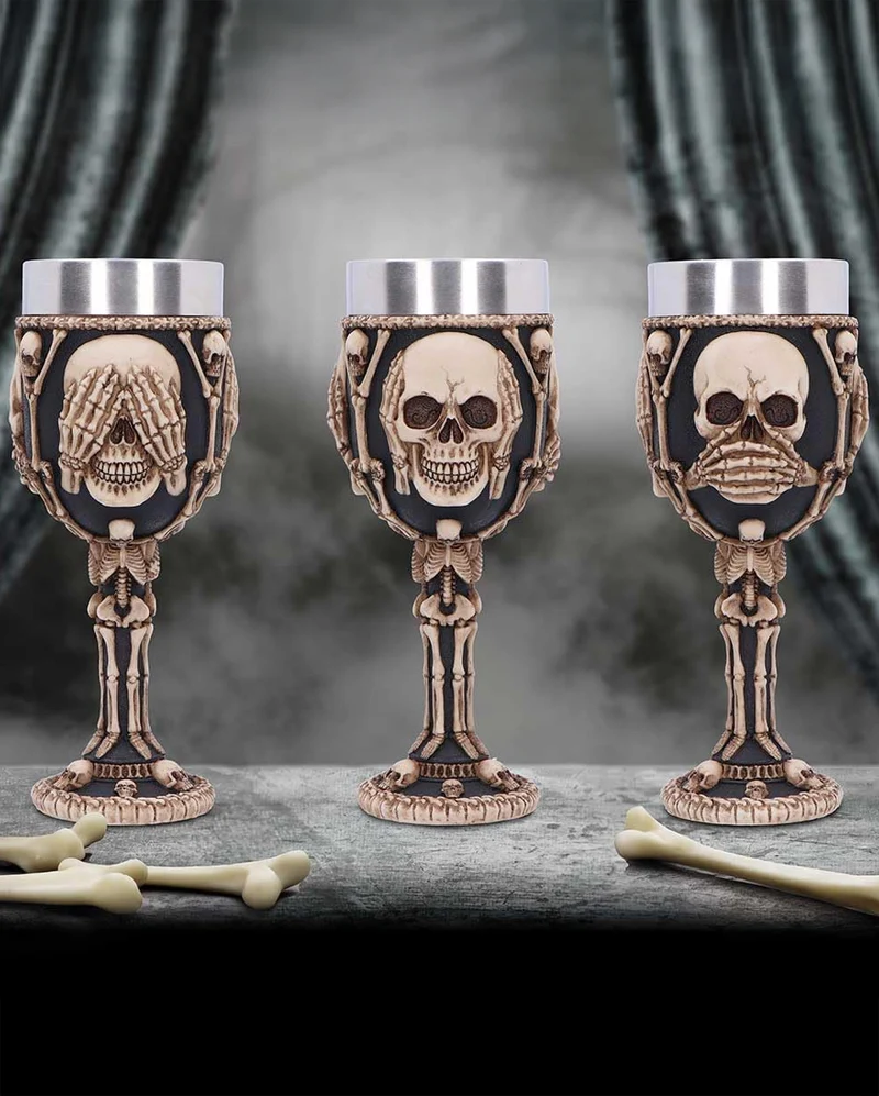 Three Wise Skeleton Kelch 20cm