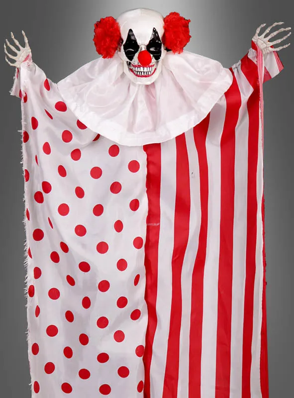 Gruseliger Clown rot-weiß Deko 96cm