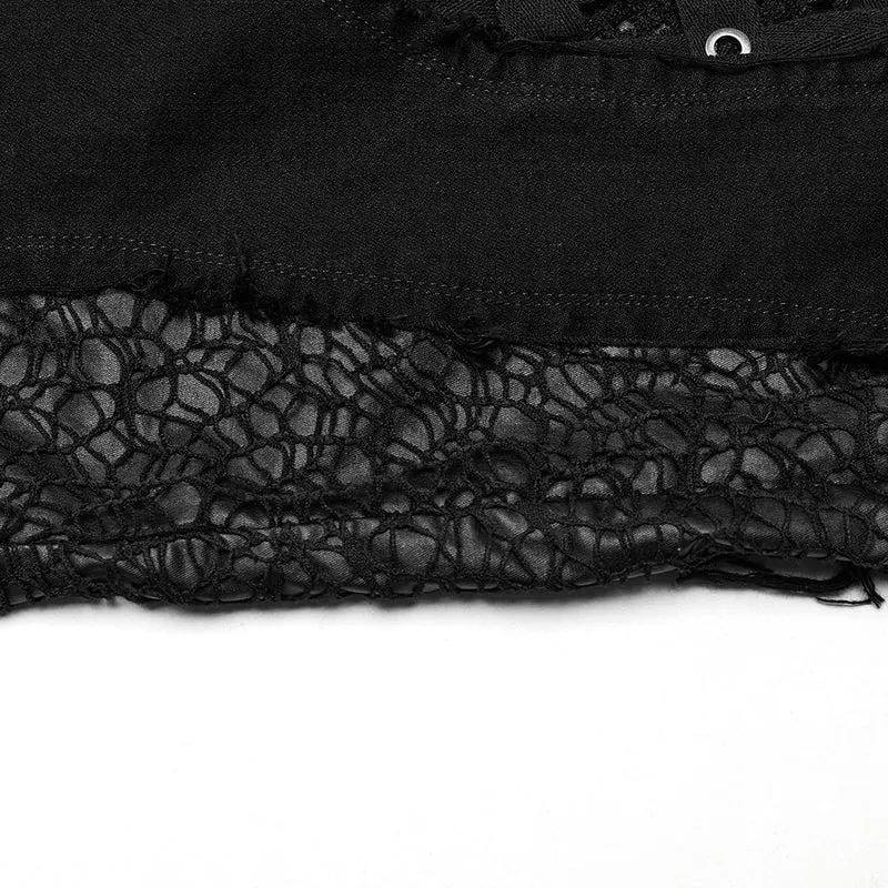 Unbesäumte Schlaghose mit Punk-Schnalle für Damen