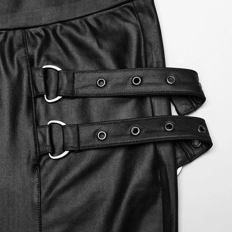 Damen-Leggings mit Punk-Schnürung und Ösenriemen