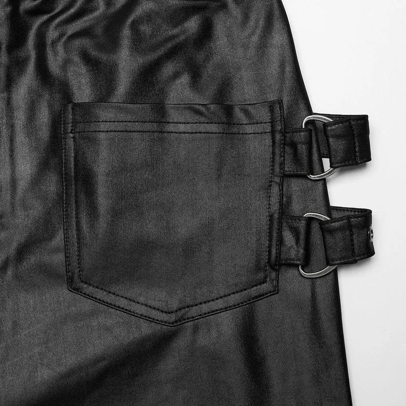 Damen-Leggings mit Punk-Schnürung und Ösenriemen
