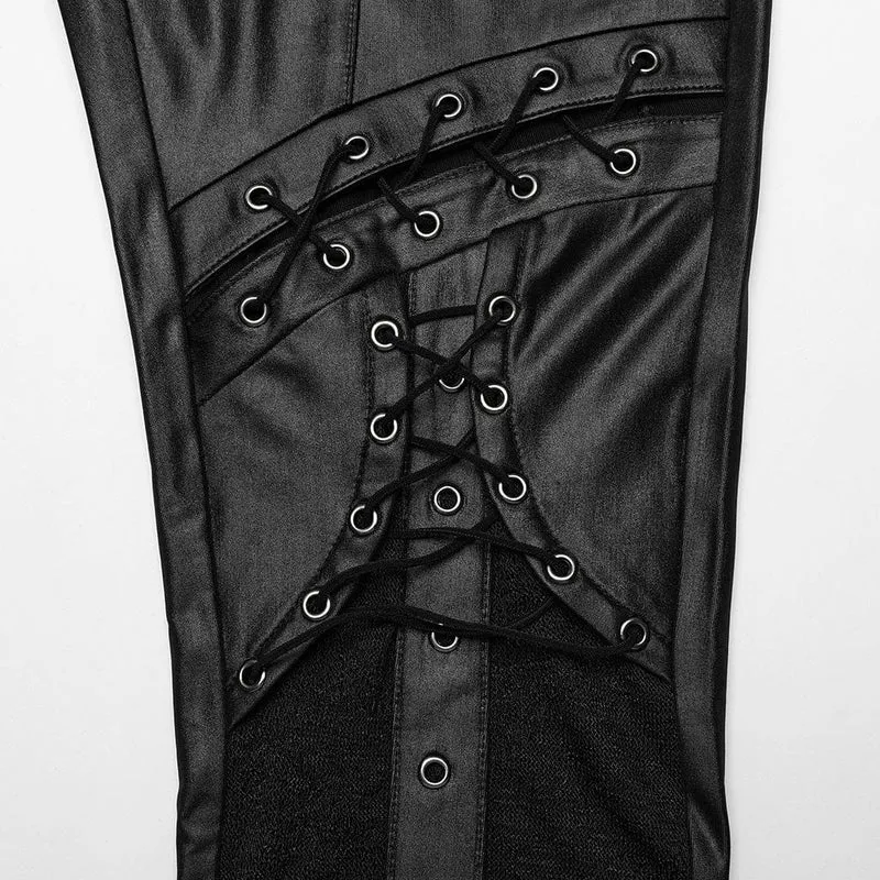 Damen-Leggings mit Punk-Schnürung und Ösenriemen