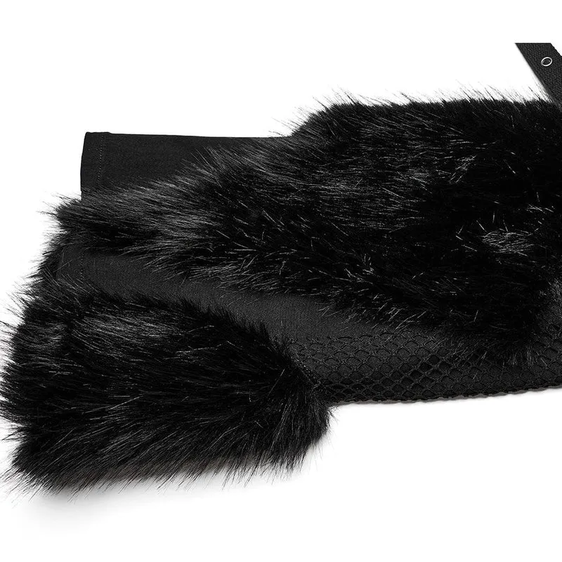 Flauschige Punk-Ösen-Mesh-Splice-Hose für Damen