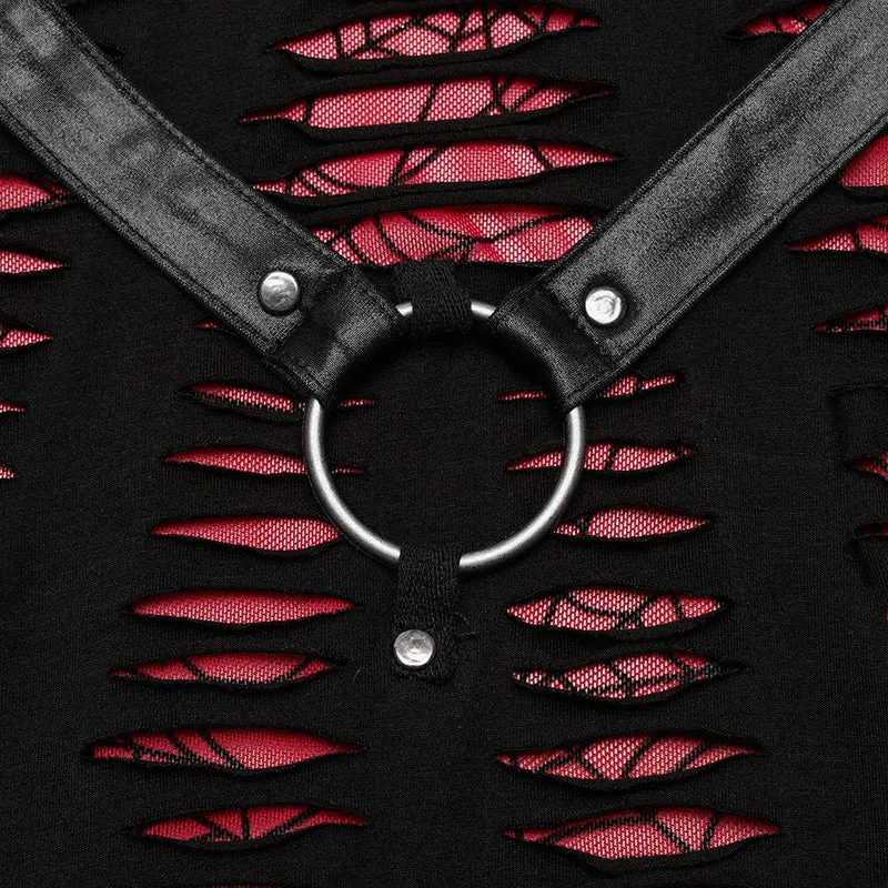 Punk-Kleid mit Mesh-Einsätzen und Rissen für Damen, Abschlusskleid