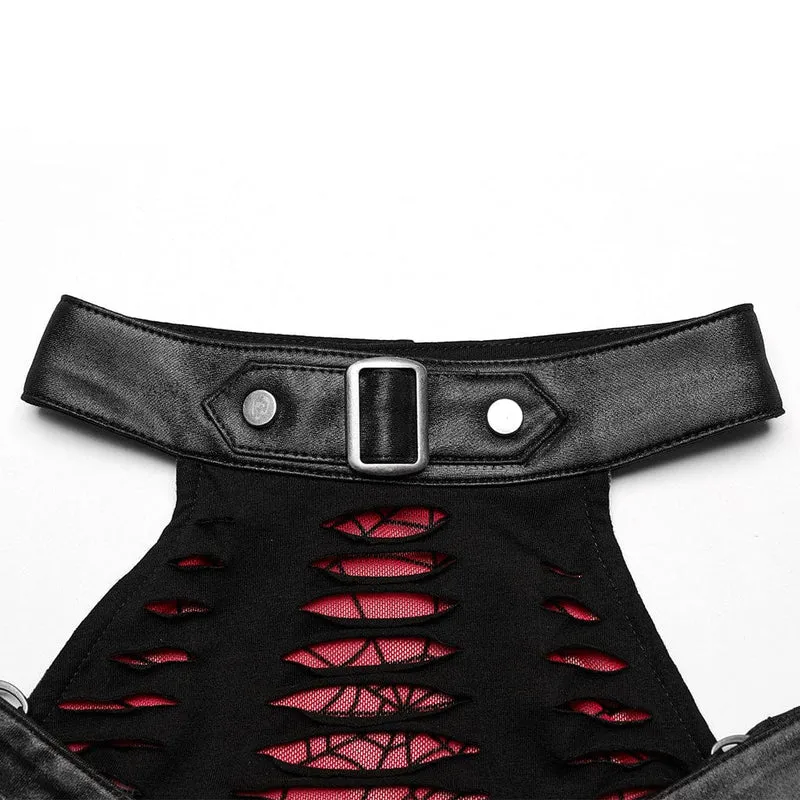 Punk-Kleid mit Mesh-Einsätzen und Rissen für Damen, Abschlusskleid