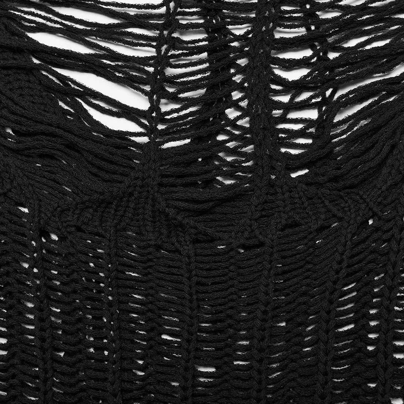 Damen-Punk-Pullover mit zerrissenem, transparentem Strick