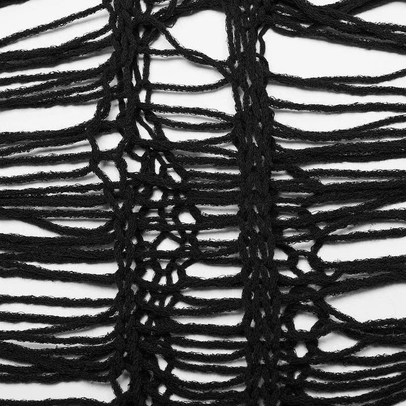 Damen-Punk-Pullover mit zerrissenem, transparentem Strick