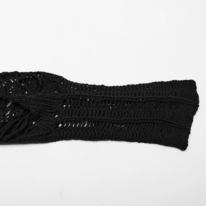 Damen-Punk-Pullover mit zerrissenem, transparentem Strick