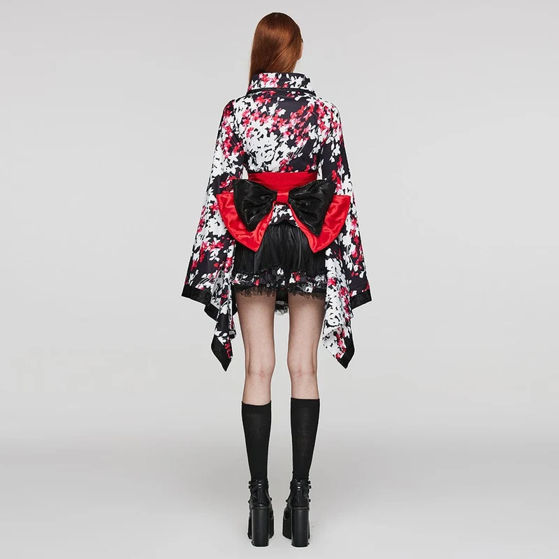 Damen-Kimono mit Lolita-Blumenmuster und Rock
