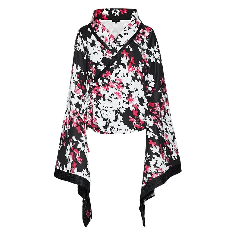 Damen-Kimono mit Lolita-Blumenmuster und Rock
