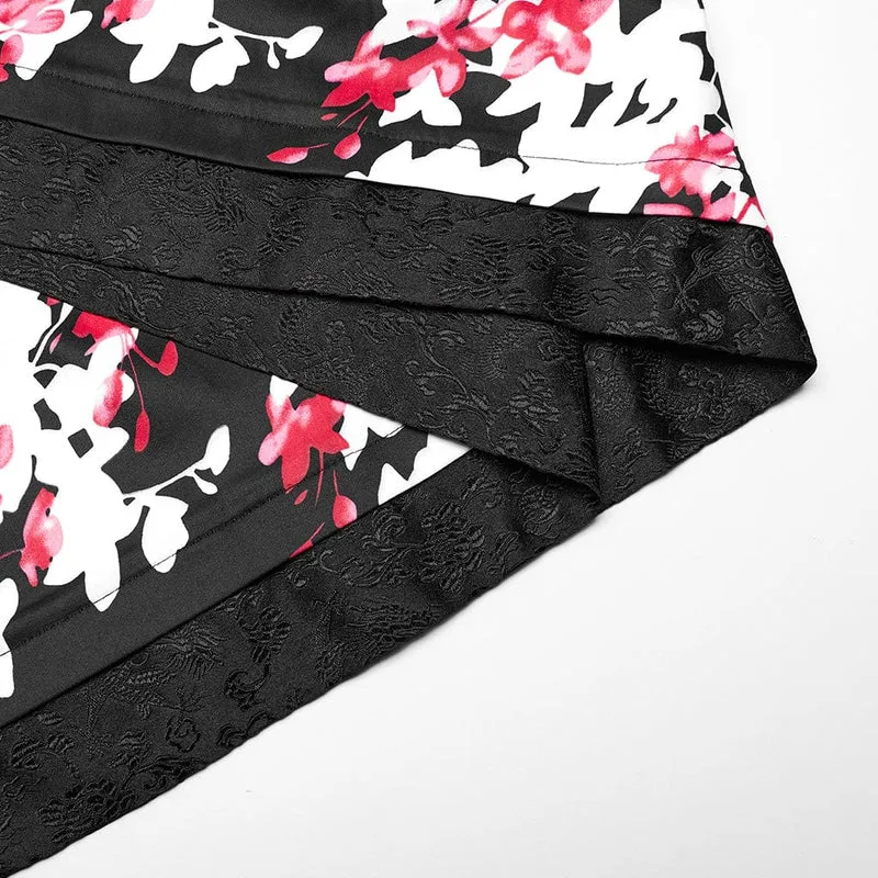 Damen-Kimono mit Lolita-Blumenmuster und Rock