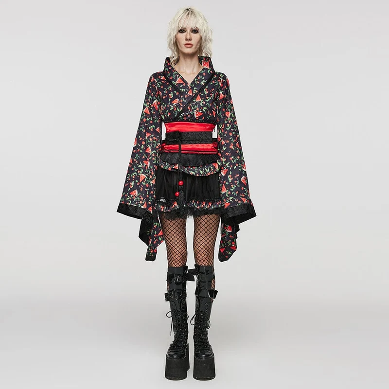 Damen-Kimono mit Rock, Lolita-Wassermelonen-Print