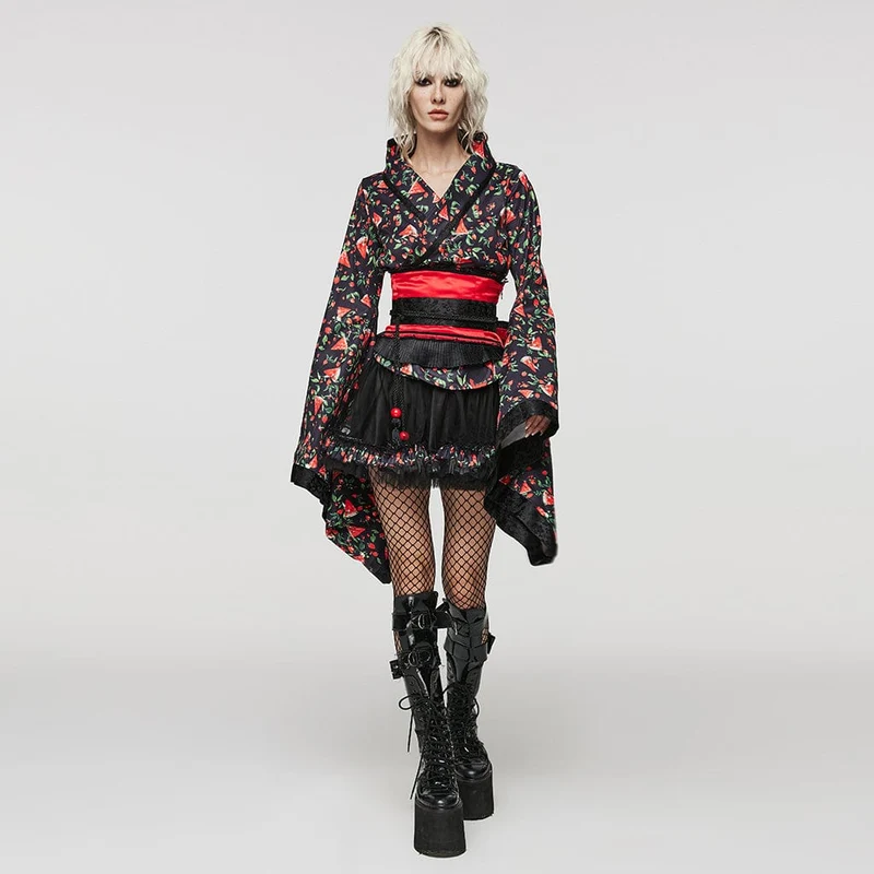 Damen-Kimono mit Rock, Lolita-Wassermelonen-Print