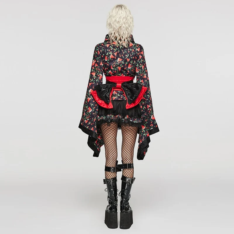 Damen-Kimono mit Rock, Lolita-Wassermelonen-Print