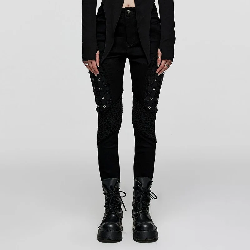 Punk-Mesh-Splice-Ösenhose für Damen