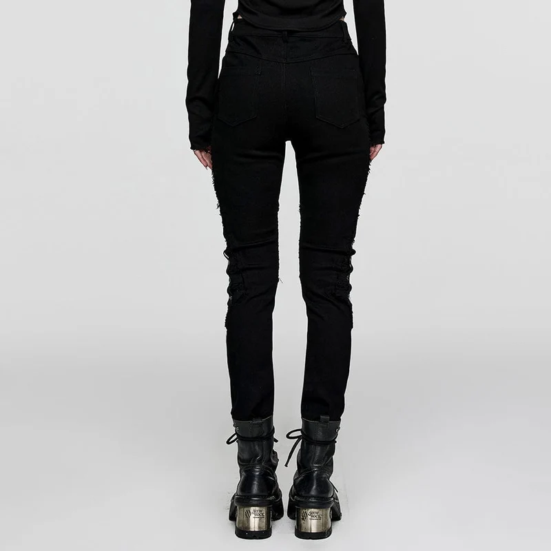 Punk-Mesh-Splice-Ösenhose für Damen