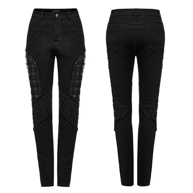 Punk-Mesh-Splice-Ösenhose für Damen