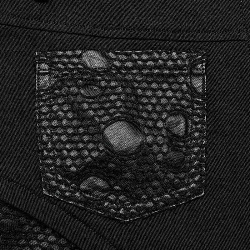 Damen Punk Mesh Splice Ripped Straight Hose