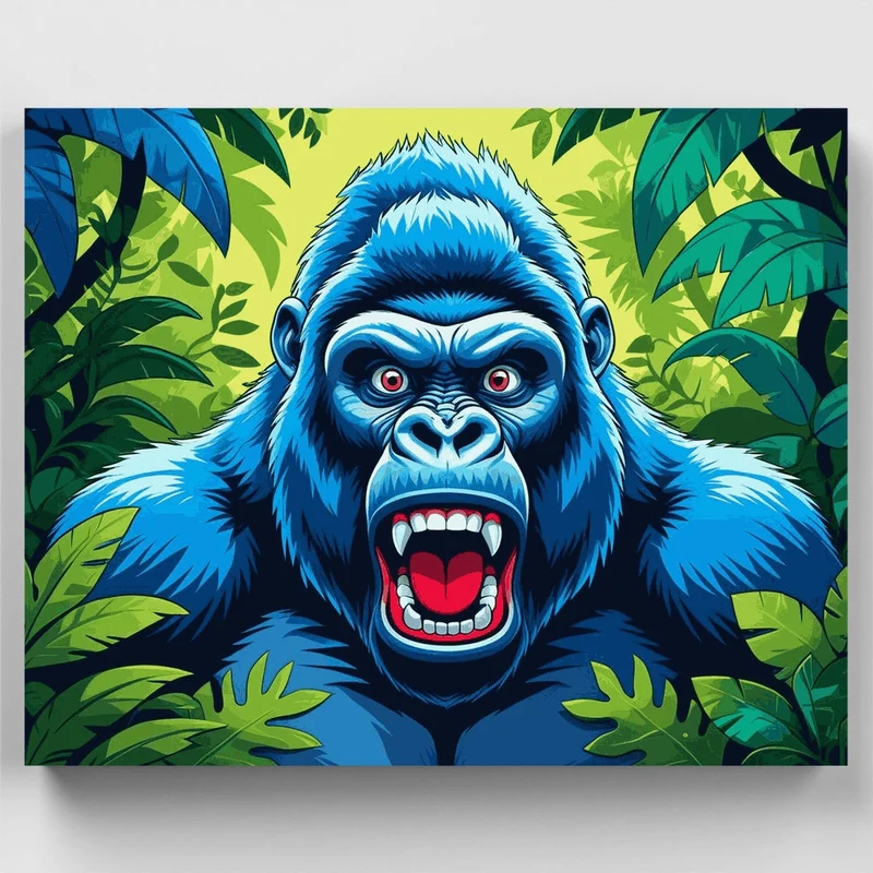 Blue Gorilla in Jungle - Paint by Numbers Kit