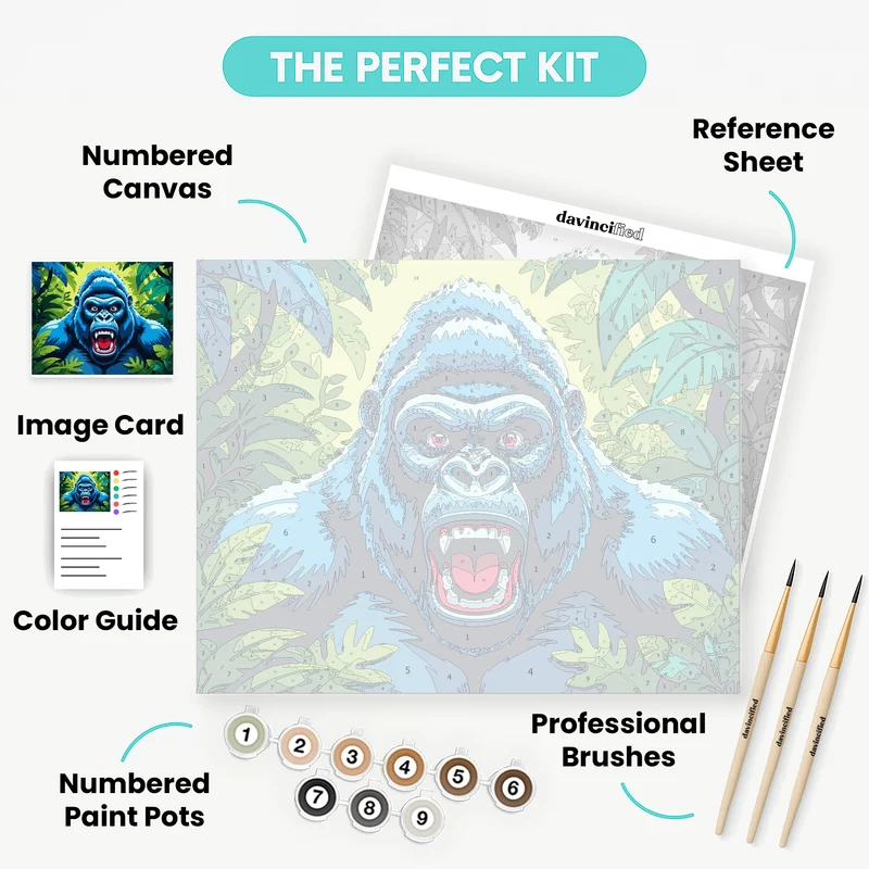 Blue Gorilla in Jungle - Paint by Numbers Kit