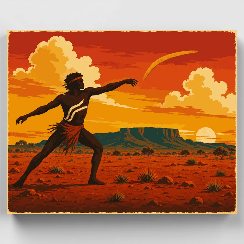 Boomerang Throw - Paint by Numbers Kit