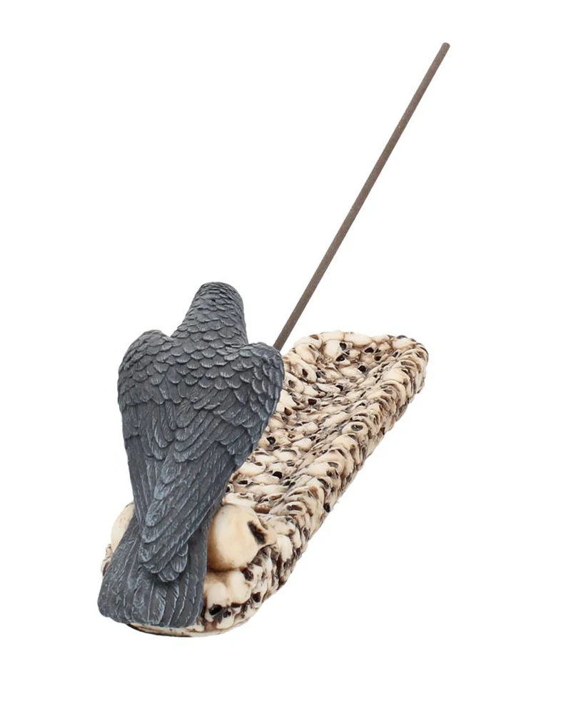 Rabe mit Totenköpfe Räucherstäbchenhalter 25cm