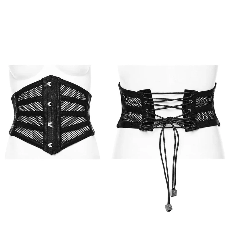 Damen Gothic Lace-up Mesh Splice Unterbrustkorsett