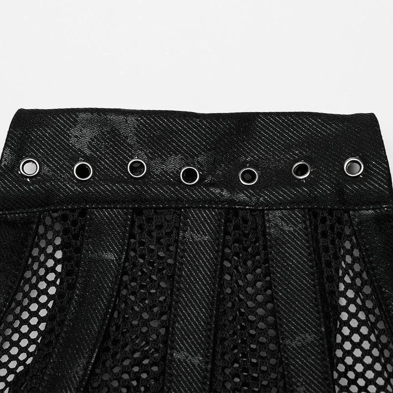 Damen Gothic Lace-up Mesh Splice Unterbrustkorsett