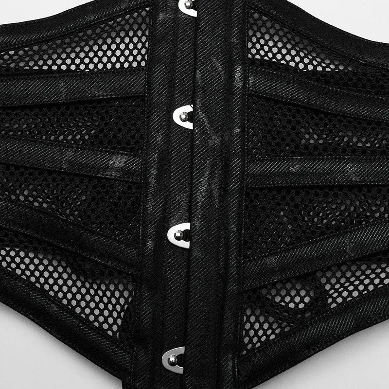 Damen Gothic Lace-up Mesh Splice Unterbrustkorsett