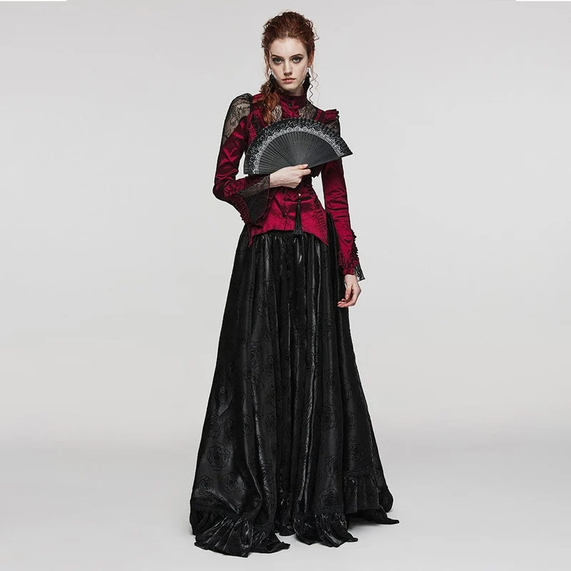 Damen-Schnitzfächer mit Gothic-Blumenmuster