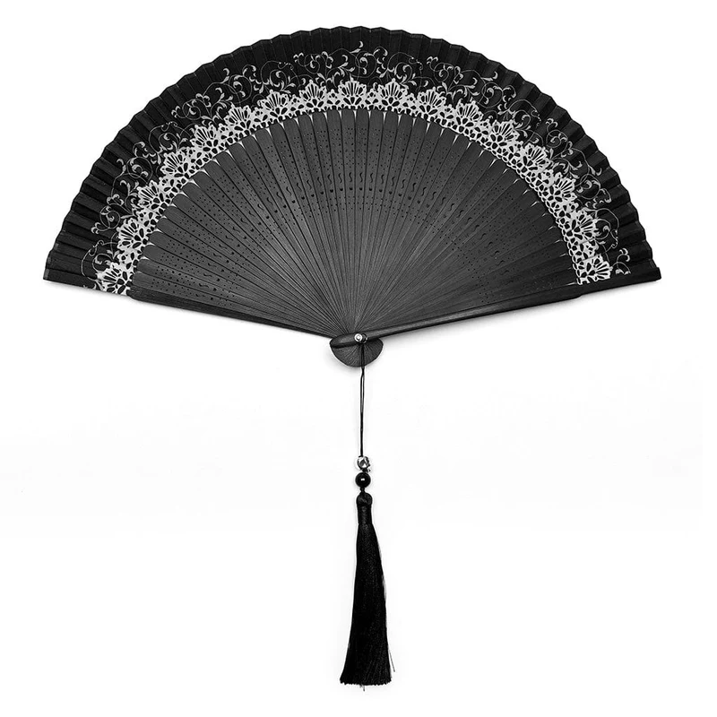 Damen-Schnitzfächer mit Gothic-Blumenmuster