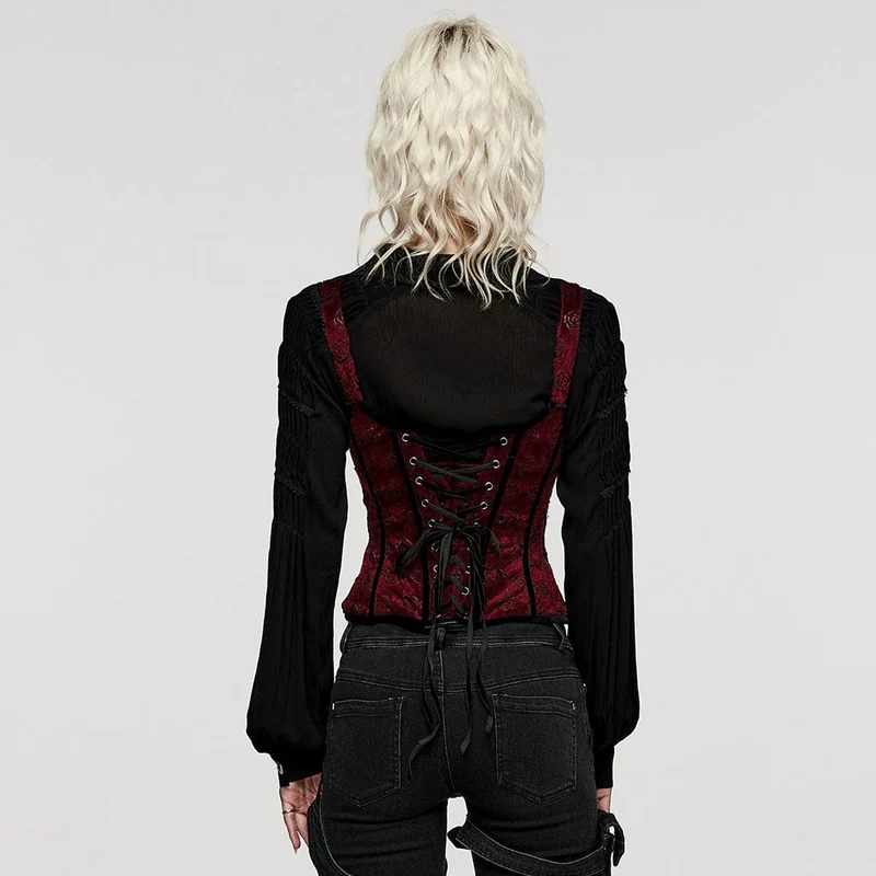 Damen Gothic Rose Cutout Schnür-Unterbrustkorsett