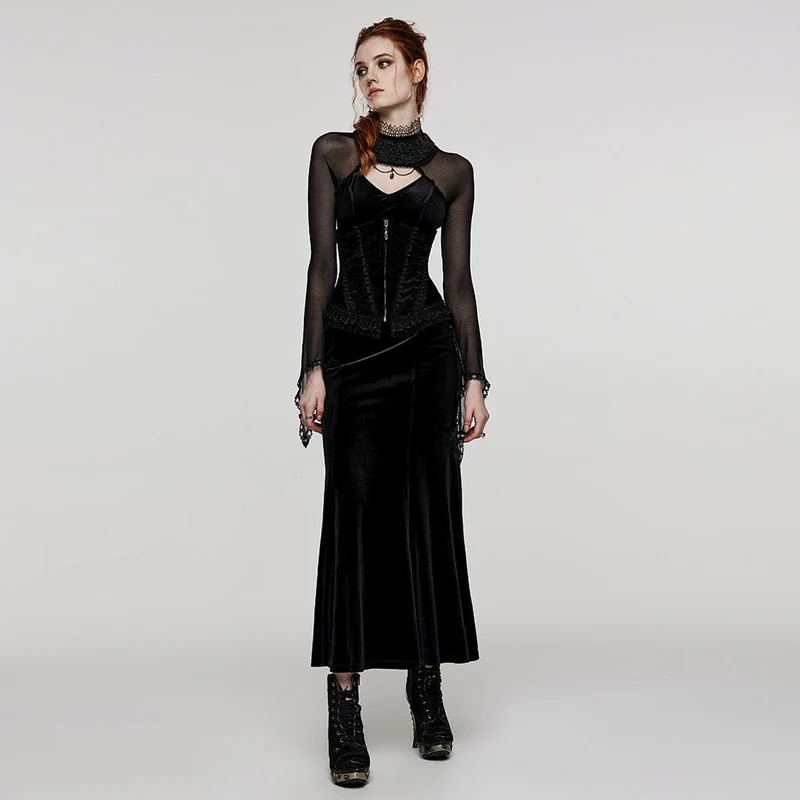 Damen Gothic-Unterbrustkorsett mit Schnürung und Spitzensaum